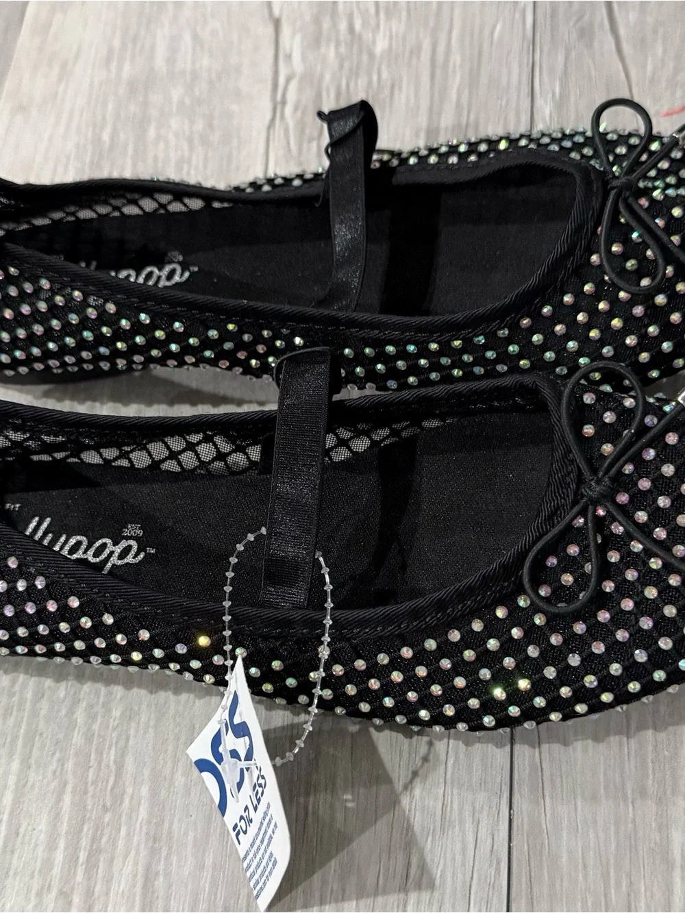 Jellypop Black Girls' Mary Jane Ballet Flats with Iridescent Rhinestones